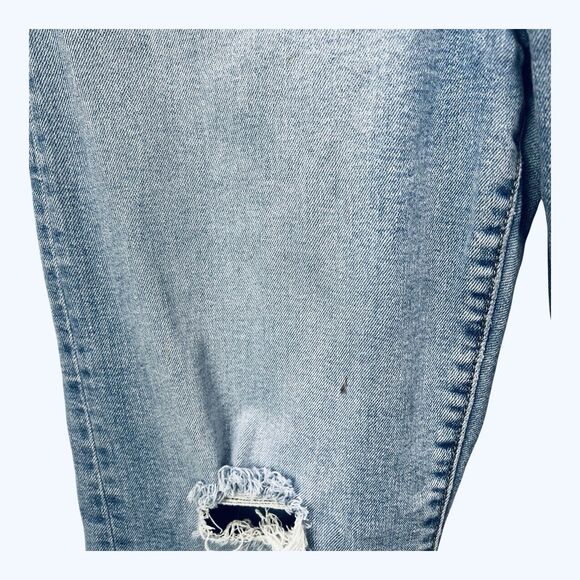 Levi Ribcage Straight Ankle Jeans Sz 29 Raw Hem High Rise Distressed - Picture 9 of 9